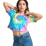 Women's Tie Dye Cotton Crop T-shirt- Multicolor