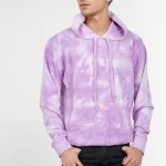 Men's Tie Dye Pullover Fleece Hoodie- Lilac