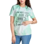 Women's Tie Dye Cotton T-shirt with Typography- Pastel Green