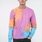 Men's Tie Dye Pullover Fleece Sweatshirt- Multicolored