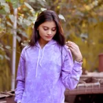 Women's Tie Dye Pullover Fleece Hoodie- Lilac