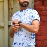 Men's Tie Dye Cotton T-shirt- Blue and White