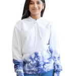 Women's Tie Dye Pullover Fleece Hoodie- Blue