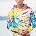 Men's Tie Dye Pullover Fleece Hoodie- Multicolor