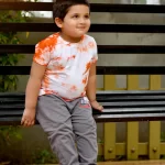 Tie Dye Cotton T-shirt for Kids- Orange