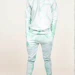 Men's Tie Dye Fleece Co-Ord Set (Sweatshirt and Jogger)- Mint Green