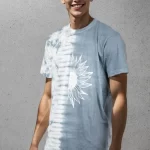 Men's Tie Dye Cotton T-shirt with Typography- Grey