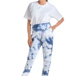 Women's Tie Dye High Waist Fleece Joggers- Blue