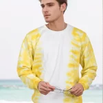 Men's Tie Dye Pullover Fleece Sweatshirt- Yellow