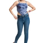 Women's Bandana Scarf Top with Adjustable Straps and Back- Navy Blue