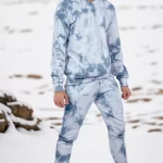 Men's Tie Dye Fleece Co-Ord Set (Sweatshirt and Jogger)- Teal