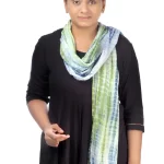 Women's Tie Dye Mull Cotton Stoles- Blue and Green