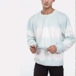 Men's Tie Dye Pullover Fleece Sweatshirt- Light Blue
