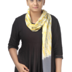 Women's Tie Dye Mull Cotton Stoles- Yellow and Grey