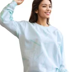 Women's Tie Dye Pullover Fleece Sweatshirt- Mint Green