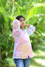 Women's Tie Dye Premium Modal Shirt- Candy floss - Image 4