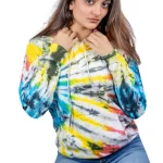 Women's Tie Dye Pullover Fleece Hoodie- Multicolor