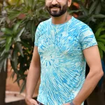Men's Tie Dye Cotton T-shirt- Turquoise