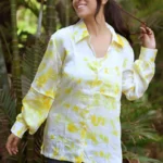 Women's Tie Dye Premium Modal Shirt- Yellow
