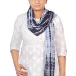 Women's Tie Dye Mull Cotton Stoles- Black and White