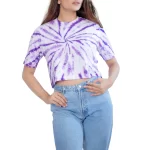 Women's Tie Dye Cotton Crop T-shirt- Purple