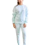 Women's Tie Dye Fleece Co-Ord Set (Sweatshirt and Jogger)- Mint Green