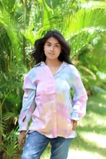 Women's Tie Dye Premium Modal Shirt- Candy floss