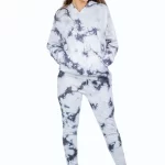 Women's Tie Dye Fleece Co-Ord Set (Hoodie and Jogger)- Black