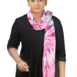 Women's Tie Dye Mull Cotton Stoles- Pink and Blue