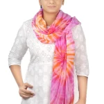 Women's Tie Dye Mull Cotton Stoles- Orange and Pink
