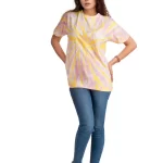 Women's Tie Dye Cotton T-shirt- Yellow and Pink