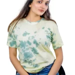 Women's Tie Dye Cotton T-shirt- Yellow and Teal