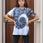 Tie Dye Cotton T-shirt for Kids- Black