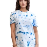Women's Tie Dye Cotton T-shirt- Blue and white