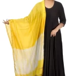 Women's Tie Dye Chanderi Silk Dupatta- Yellow and White