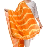 Women's Tie Dye Chanderi Silk Dupatta- Orange and Yellow