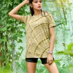 Women's Tie Dye Cotton T-shirt- Olive