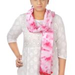 Women's Tie Dye Mull Cotton Stoles- Pink