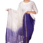 Women's Tie Dye Chanderi Silk Dupatta- Blue and White