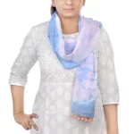 Women's Tie Dye Mull Cotton Stoles- Blue and Peach