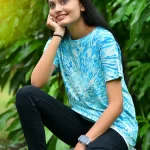 Women's Tie Dye Cotton T-shirt- Turquoise