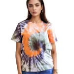 Women's Tie Dye Cotton T-shirt- Multicolor