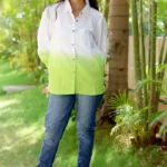 Women's Luxe Linen Ombré Shirt- Green