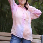 Hand-Dyed Multicolored Modal Shirt for Women | Sunset Sorbet- Soft Peach, Pink, and Lilac