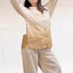 Beige Ombre Linen Co-ord Set | Almond Breeze | Sustainable Summer Outfit | With Pockets